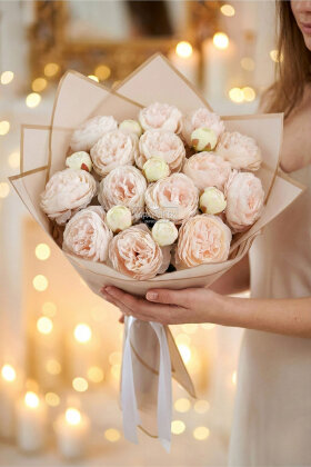 Yapay Dreamy Peony Şakayık Gül Özel Gün Buketi - Yapay Çiçek Deposu