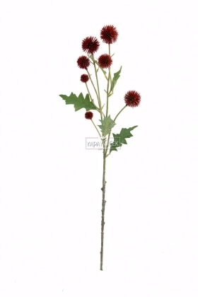 Yapay Çiçek Top Deve Dikeni Dalı 57 cm Bordo - 4