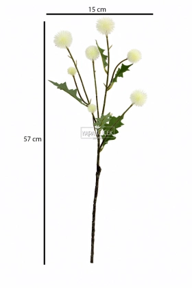 Yapay Çiçek Top Deve Dikeni Dalı 57 cm Beyaz - 3