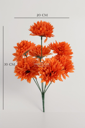 Yapay 7 Dallı Eko Pinnata Çiçeği 30 cm Turuncu - 3