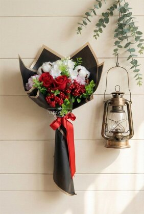 Yapay Elysia İn Bloom Buket Özel Gün Buketi 50 cm - Yapay Çiçek Deposu