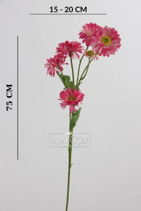 Yapay Çiçek 6 Çiçekli Fransız Gerberası Dalı 75 cm Fuşya - 4