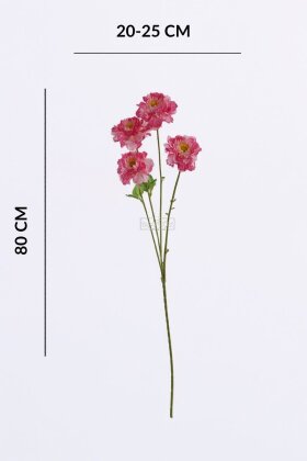 Yapay Çiçek 4 Çiçekli İzlanda Gülü 80 cm Fuşya - 4