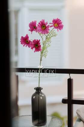 Yapay Çiçek 5 Çiçekli iskandinav Papatya Dalı 80 cm Fuşya - 3