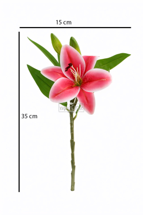 Yapay Çiçek Küçük Dal Islak Zambak 35 cm Fuşya - 3