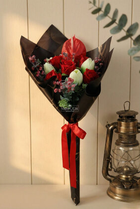 Yapay Gece Bahçesi Buket Özel Gün Buketi 55 cm - Yapay Çiçek Deposu