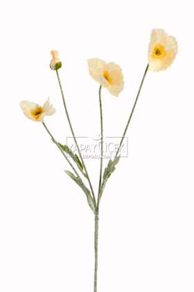 Yapay Çiçek 4lü Gelincik Dalı 60 cm Krem - Yapay Çiçek Deposu