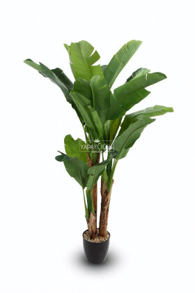 Yapay Ağaç 3 Gövde Tropik 21 Yapraklı Muz Gerçek Doku 200 cm - Yapay Çiçek Deposu