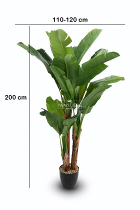 Yapay Ağaç 3 Gövde Tropik 21 Yapraklı Muz Gerçek Doku 200 cm - 2