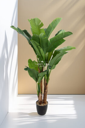 Yapay Ağaç 3 Gövde Tropik 21 Yapraklı Muz Gerçek Doku 200 cm - 4