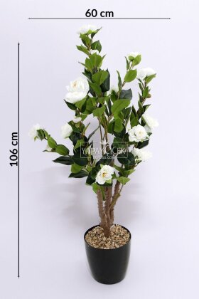 Yapay Gül Ağacı 106 cm Beyaz - 4