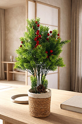 Yapay Çiçek Hasır Saksıda Forêt Çam Kokina Tanzimi 50 cm - 2