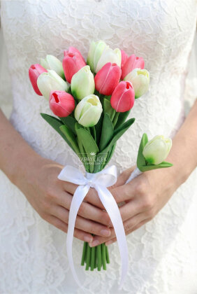 Hüsnüaşk Premium Lale Gelin Buketi 2li Set - Yapay Çiçek Deposu