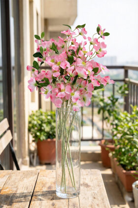 Yapay Çiçek İri Nar Çiçeği Dalı 100 cm Pembe - 2
