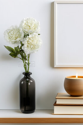 Yapay Islak Açmış Premium Şakayık Dalı 58 cm Beyaz - Yapay Çiçek Deposu