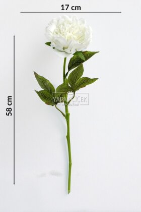 Yapay Islak Açmış Premium Şakayık Dalı 58 cm Beyaz - 4