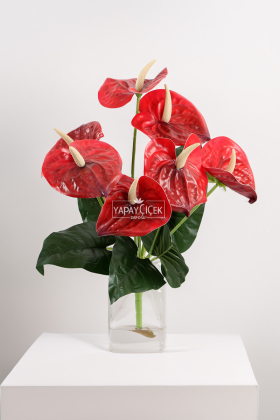 Yapay Islak Antoryum Bitkisi 45 cm Kırmızı - 2