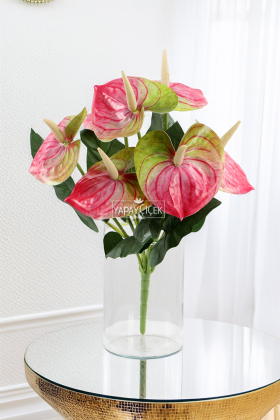 Yapay Islak Antoryum Bitkisi 45 cm Pembe - 2