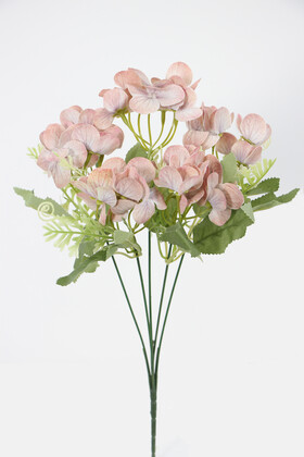 Yapay Küçük Islak Ortanca Demeti 32 cm Pastel Somon - Yapay Çiçek Deposu