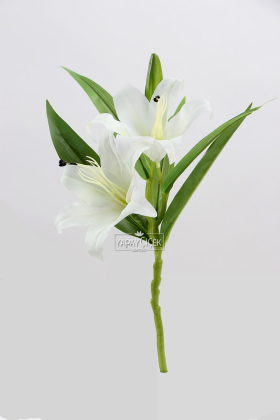 Yapay Çiçek Lüx 2li Dal Islak Kaplan Çiçeği 40 cm Beyaz - 4