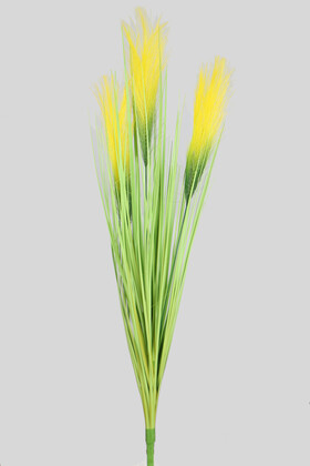 Yapay Kabarık Tüylü Saz 72 cm Yeşil-Sarı - 1