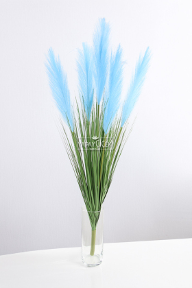 Yapay Kabarık Tüylü Saz 90 cm Mavi - 2
