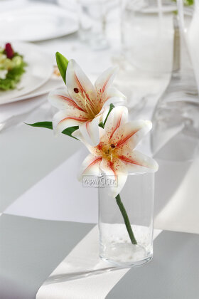 Yapay Çiçek Lüx 2li Dal Islak Kaplan Çiçeği 40 cm Somon-Kızıl Çizgi - 2