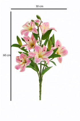 Yapay Çiçek Lüx Dev 6lı Vazo Lilyumu Buketi 60 cm Pembe - 3