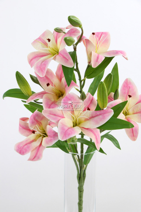 Yapay Çiçek Lüx Dev 6lı Vazo Lilyumu Buketi 60 cm Pembe - 4