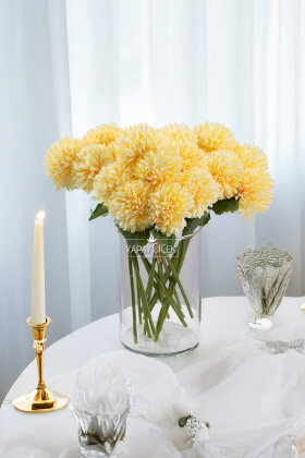 Yapay Çiçek Top Krizantem 7li Mini Kartopu Demeti 30 cm Kavun İçi - Yapay Çiçek Deposu