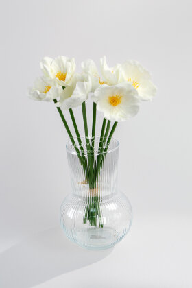 Yapay Çiçek 8 li Islak Dokulu Kır Lalesi Demeti 33 cm Beyaz - 2