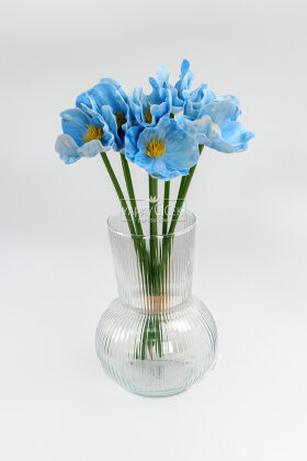 Yapay Çiçek 8 li Islak Dokulu Kır Lalesi Demeti 33 cm Mavi - 2