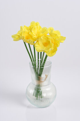 Yapay Çiçek 8 li Islak Dokulu Kır Lalesi Demeti 33 cm Sarı - 2