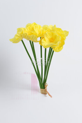 Yapay Çiçek 8 li Islak Dokulu Kır Lalesi Demeti 33 cm Sarı - 3