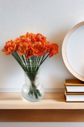 Yapay Çiçek 8 li Islak Dokulu Kır Lalesi Demeti 33 cm Turuncu - Yapay Çiçek Deposu