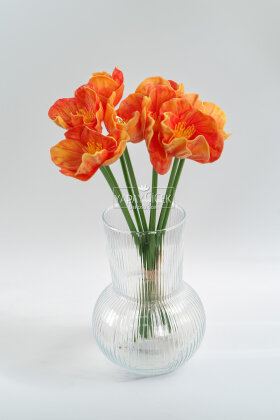 Yapay Çiçek 8 li Islak Dokulu Kır Lalesi Demeti 33 cm Turuncu - 2