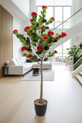 Yapay Premium Gül Ağacı 170 cm Kırmızı - Yapay Çiçek Deposu
