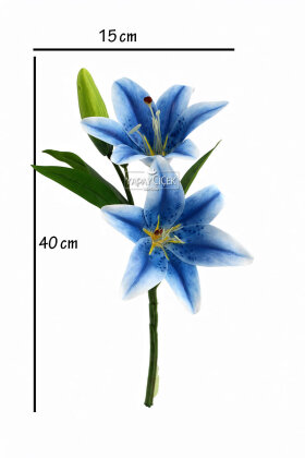 Yapay Çiçek Lüx 2li Dal Islak Kaplan Çiçeği 40 cm Lacivert - 3