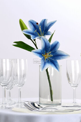 Yapay Çiçek Lüx 2li Dal Islak Kaplan Çiçeği 40 cm Lacivert - 2
