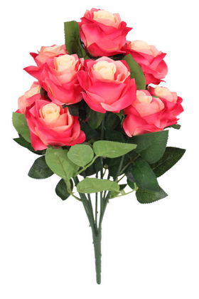 Yapay Kaliteli Classic 9lu Gül Demeti Pembe-Krem - 1