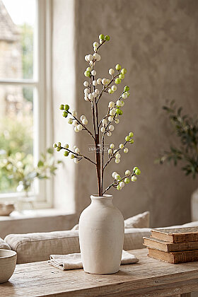 Yapay Köpük Yabani Kokina Dalı 62 cm Yeşil-Beyaz - 2