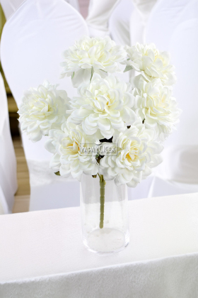 Yapay Krizantem Dahlia Çiçeği 40cm Beyaz - 2