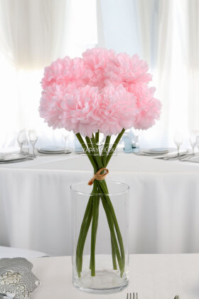 Yapay Çiçek Top Krizantem 7li Mini Kartopu Demeti 30 cm Pudra Pembe - 2