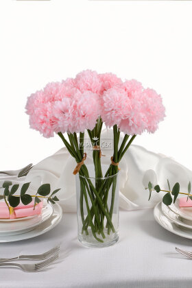 Yapay Çiçek Top Krizantem 7li Mini Kartopu Demeti 30 cm Pudra Pembe - Yapay Çiçek Deposu