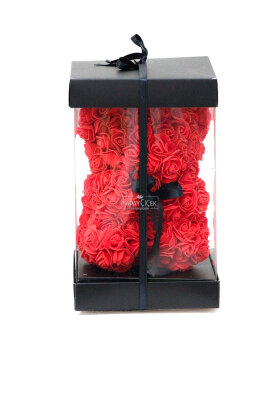 Yapay Çiçek Kutuda Kırmızı Güllü Endless Love Bear 30 Cm - 5