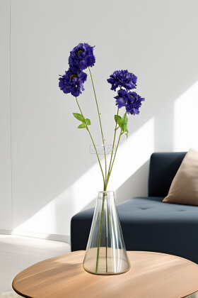 Yapay Çiçek 4 Çiçekli İzlanda Gülü 80 cm Lacivert - 2