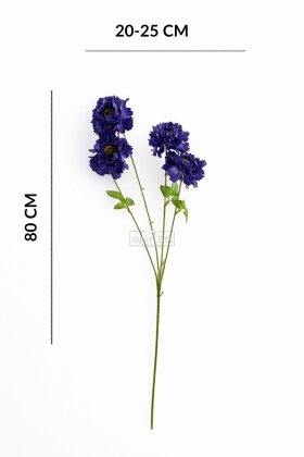 Yapay Çiçek 4 Çiçekli İzlanda Gülü 80 cm Lacivert - 4