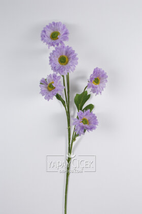 Yapay Çiçek 6 Çiçekli Fransız Gerberası Dalı 75 cm Lila - 3