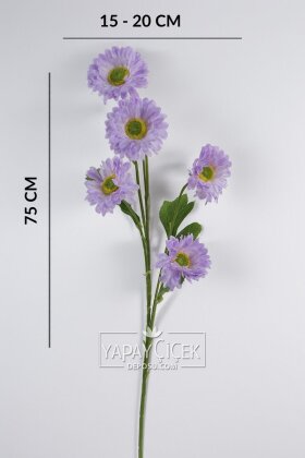 Yapay Çiçek 6 Çiçekli Fransız Gerberası Dalı 75 cm Lila - 4