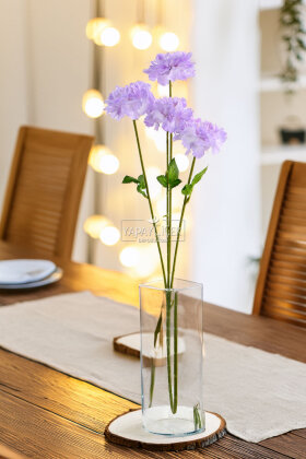 Yapay Çiçek 4 Çiçekli İzlanda Gülü 80 cm Lila - 2